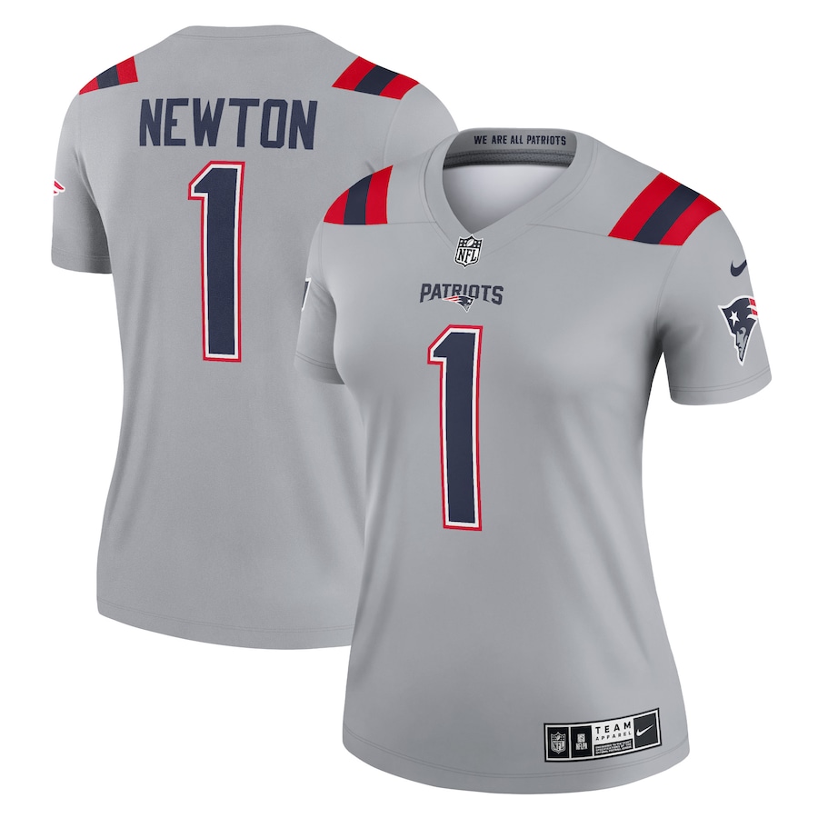 Women's New England Patriots Cam Newton Nike Gray Inverted Legend Player Performance Top