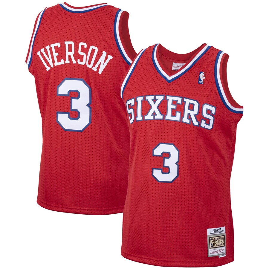 Men's Philadelphia 76ers Allen Iverson Mitchell & Ness Red 2002/03 Hardwood Classics Swingman Jersey
