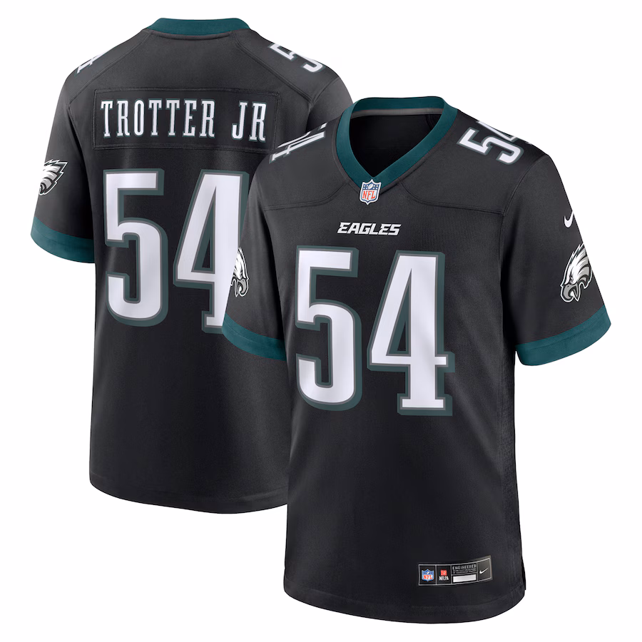 Men's Philadelphia Eagles Jeremiah Trotter Jr. Nike Black Alternate Game Jersey
