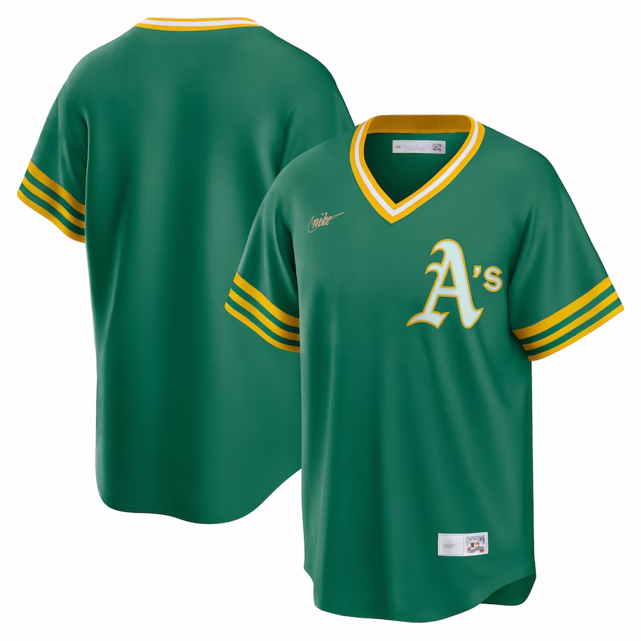 Men's Oakland Athletics Nike Kelly Green Road Cooperstown Collection Team Jersey