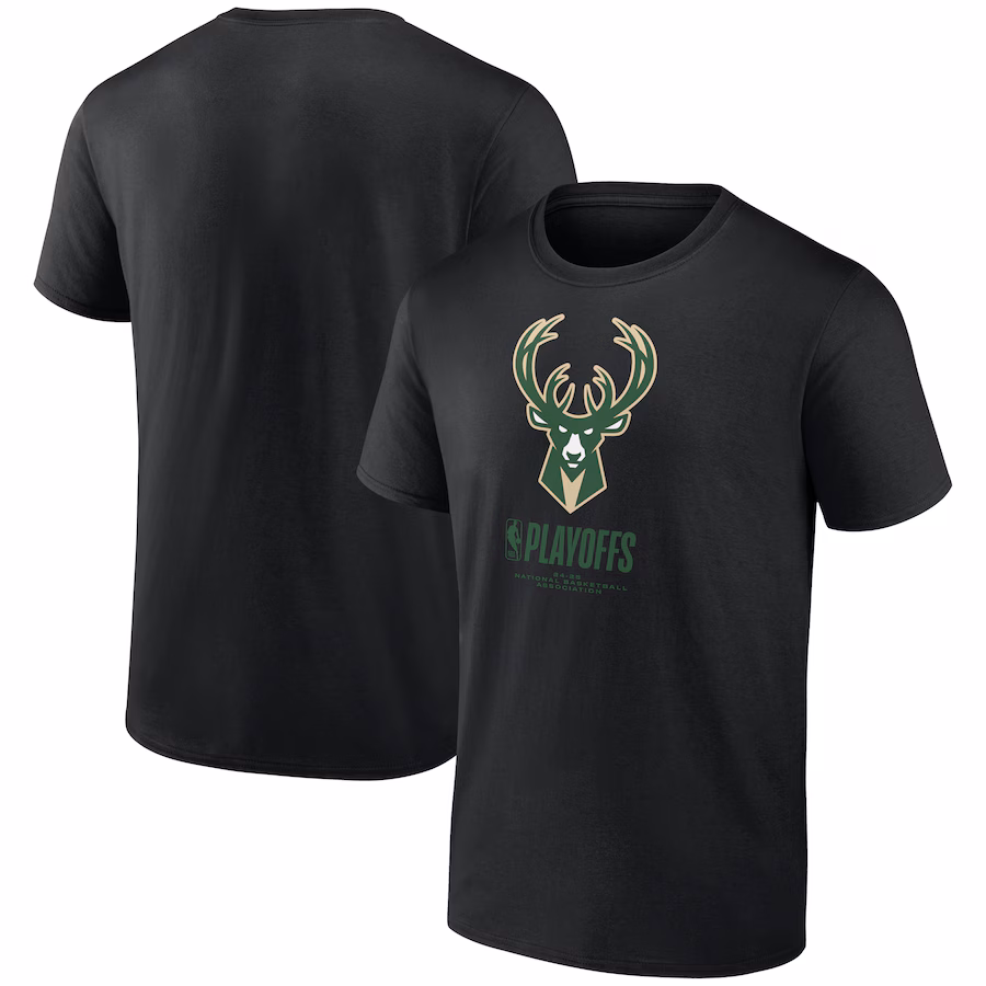 Men's  Milwaukee Bucks Black 2025 NBA Playoffs Alley Oop T-Shirt