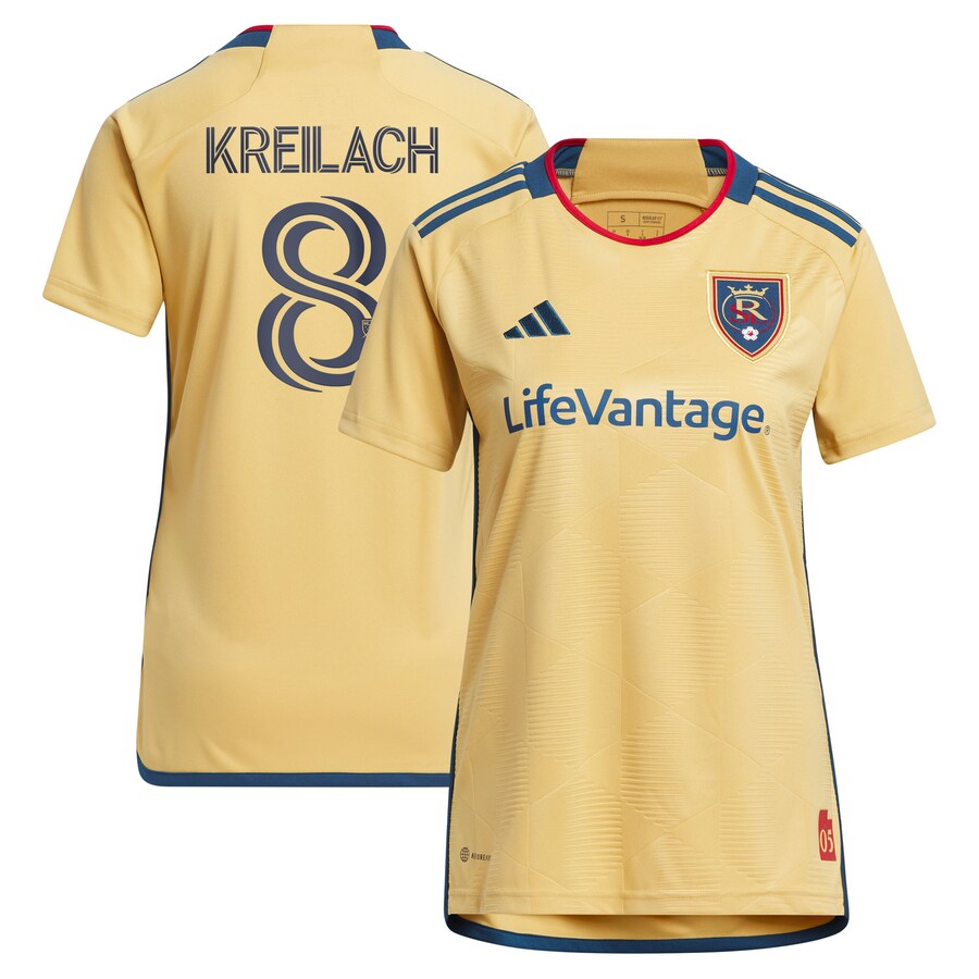 Women's Real Salt Lake Damir Kreilach adidas Gold 2023 The Beehive State Kit Replica Player Jersey
