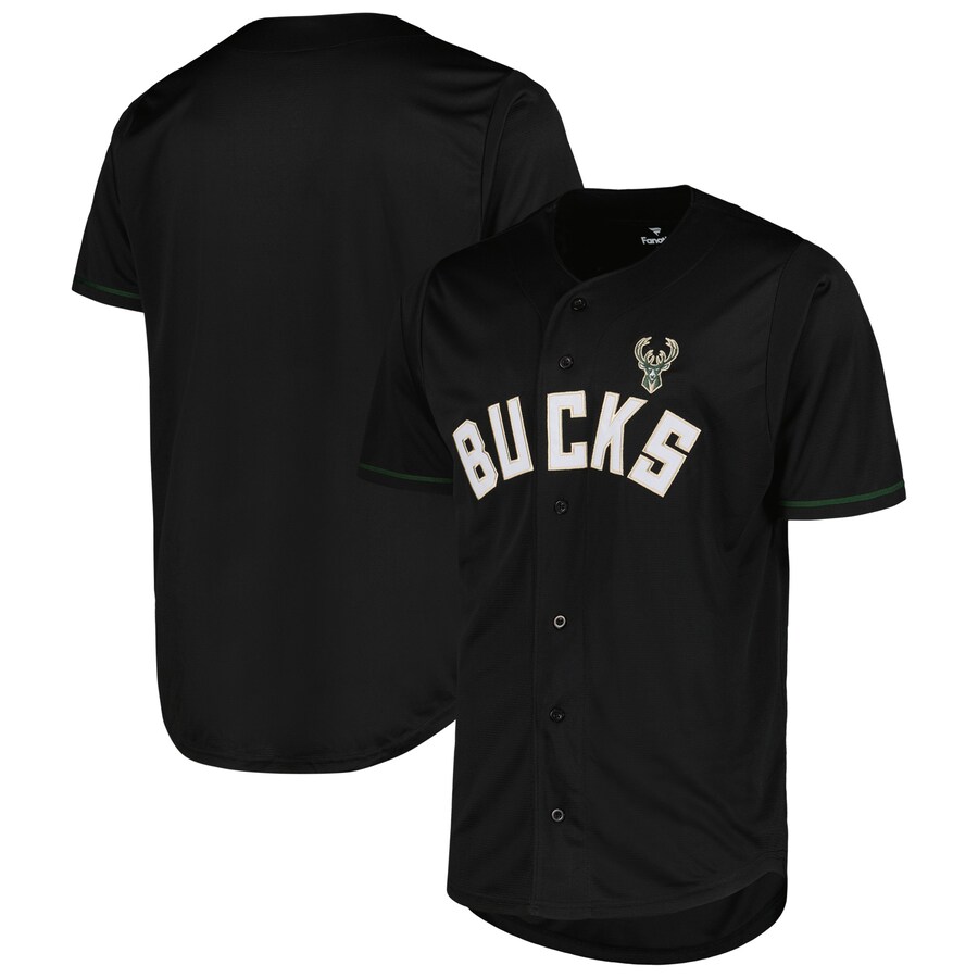 Men's Milwaukee Bucks Fanatics Black Pop Baseball Jersey
