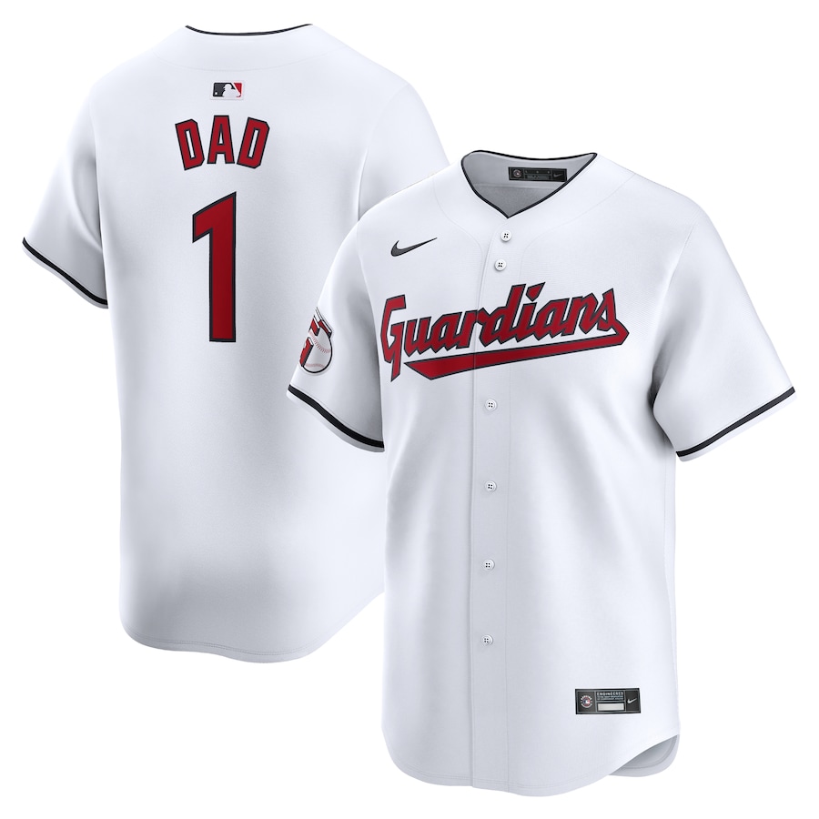 Men's Cleveland Guardians Nike White #1 Dad Home Limited Jersey