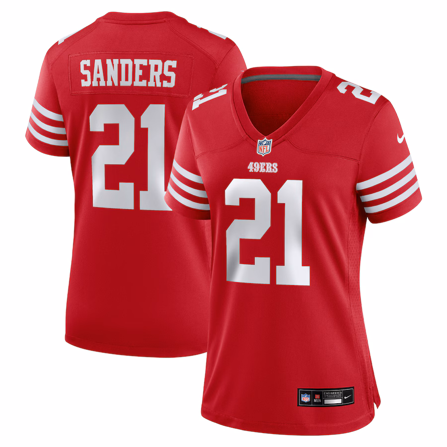 Women's San Francisco 49ers Deion Sanders Nike Scarlet Team Retired Player Game Jersey