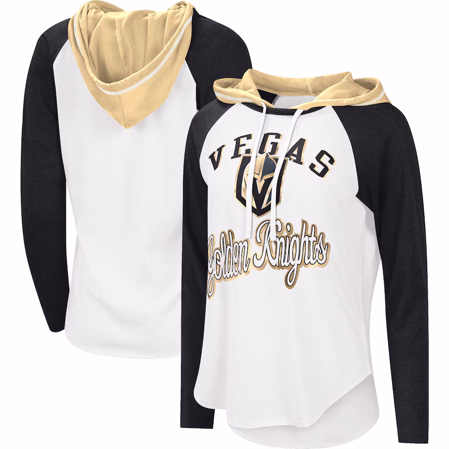 Women's Vegas Golden Knights G-III Sports by Carl Banks White/Black MVP Raglan Lightweight Hooded T-Shirt