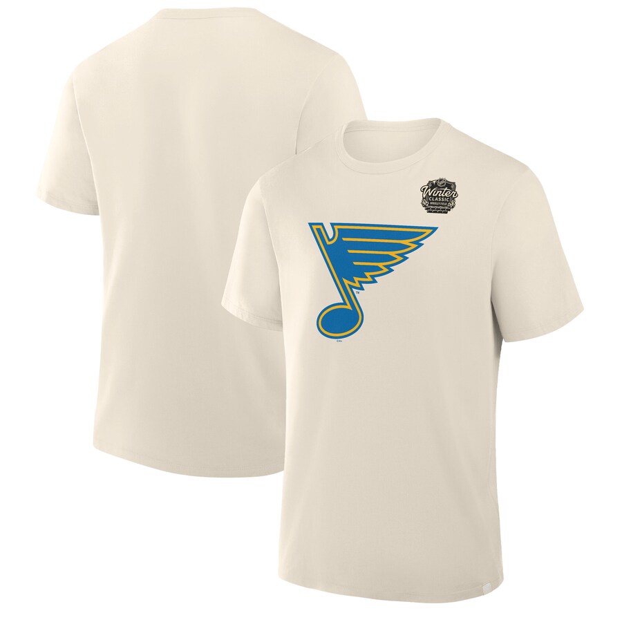 Men's St. Louis Blues Fanatics Cream 2025 Winter Classic Primary Logo T-Shirt