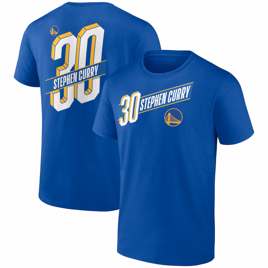 Men's Golden State Warriors Stephen Curry Royal Full-Court Press Name & Number T-Shirt
