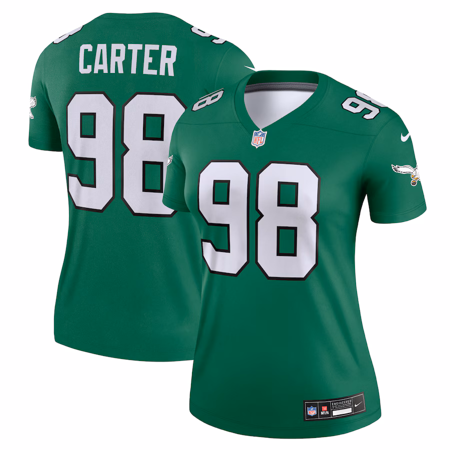 Women's Philadelphia Eagles Jalen Carter Nike Kelly Green Legend Jersey