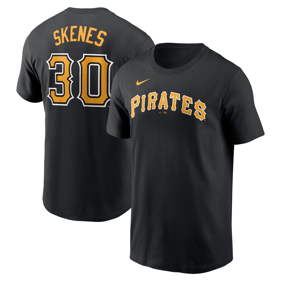 Men's Pittsburgh Pirates Paul Skenes Nike Black Fuse Name & Number T-Shirt