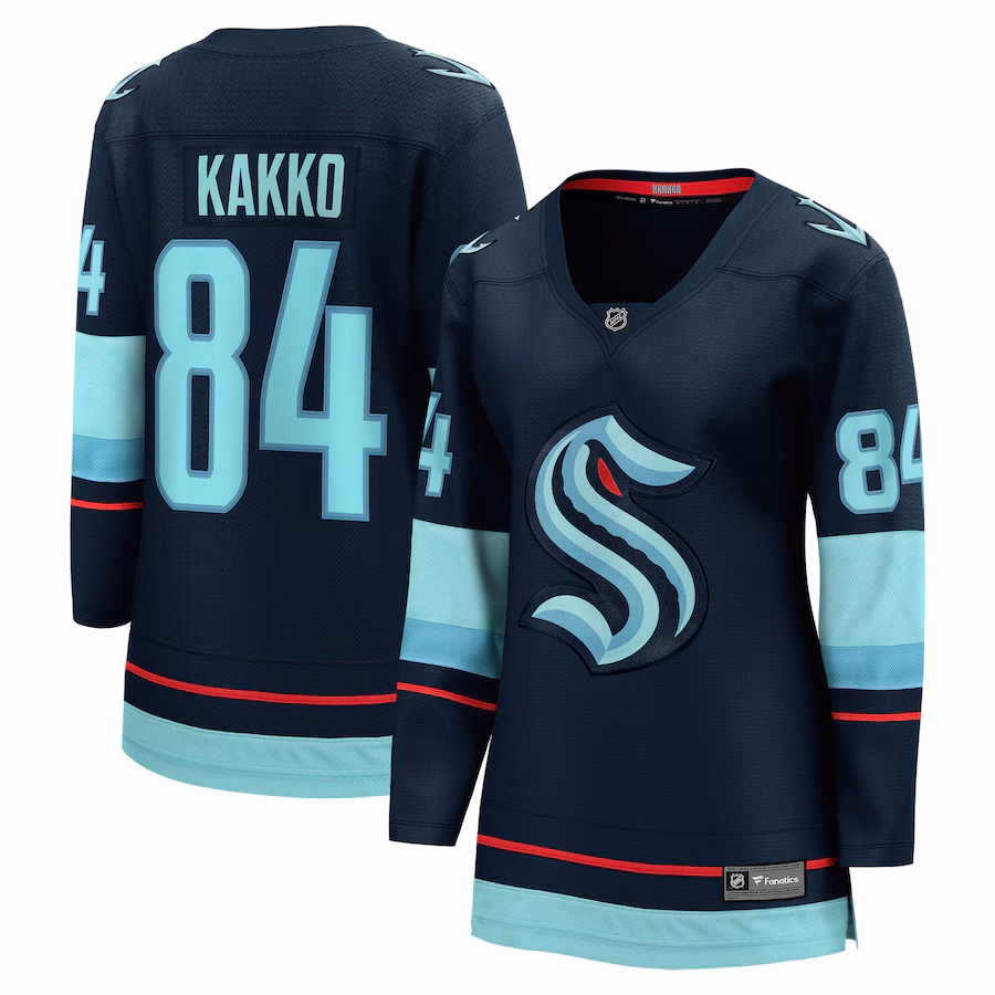 Women's Seattle Kraken Kaapo Kakko Fanatics Deep Sea Blue Home Breakaway Player Jersey