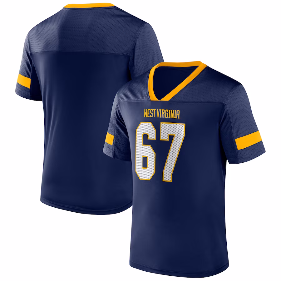 #67 West Virginia Mountaineers Fanatics Branded Kickoff Winner Replica Jersey - Navy