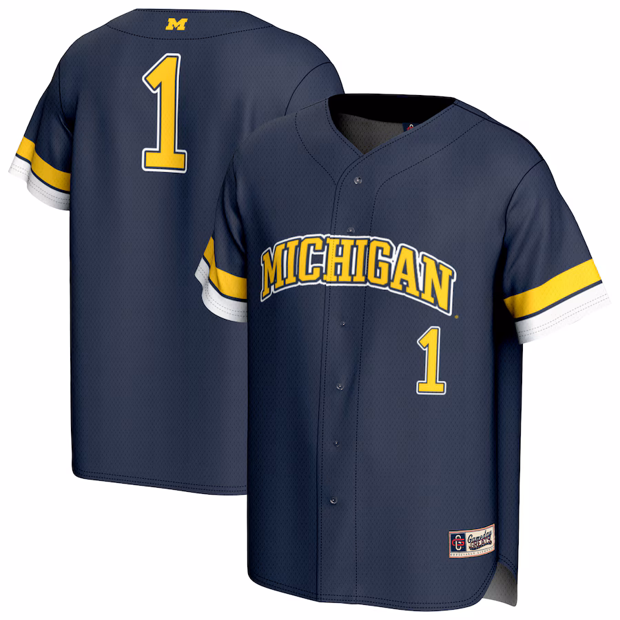 Youth GameDay Greats  Navy Michigan Wolverines Pick-A-Player Lightweight Baseball Fashion Jersey