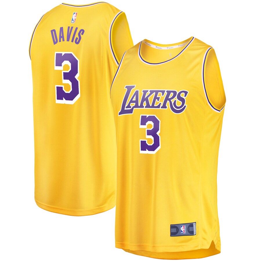 Youth Los Angeles Lakers Anthony Davis Fanatics Gold Fast Break Player Jersey - Icon Edition