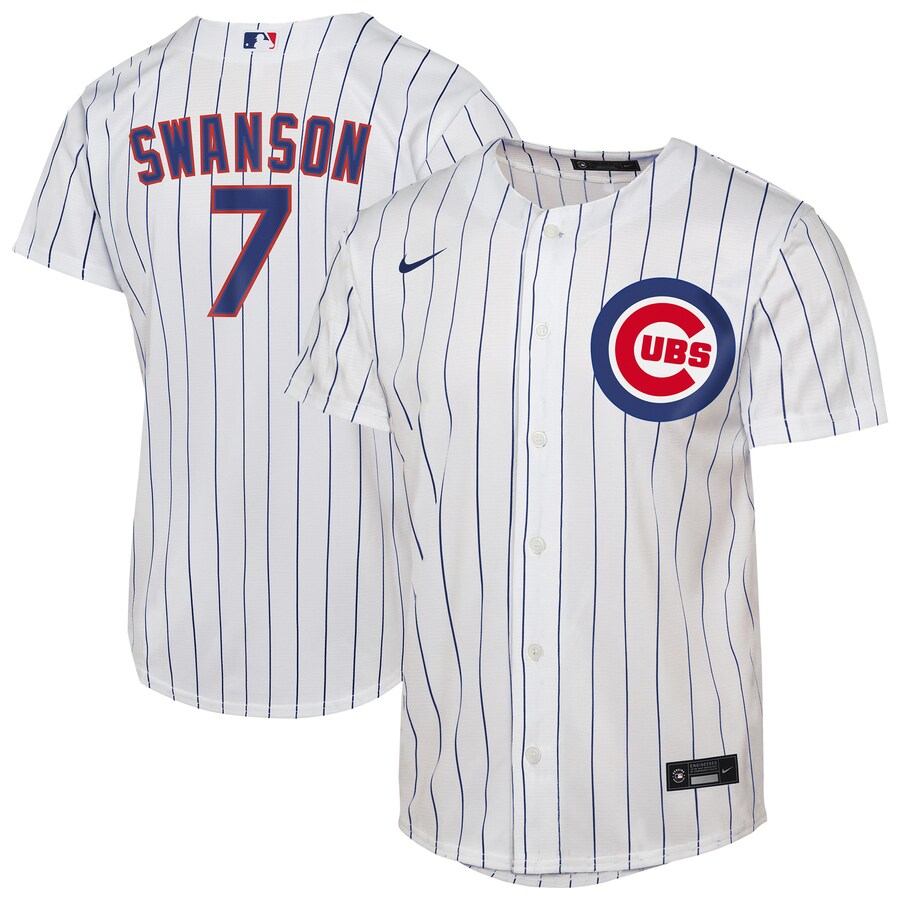 Youth Chicago Cubs Dansby Swanson Nike White Home Replica Player Jersey