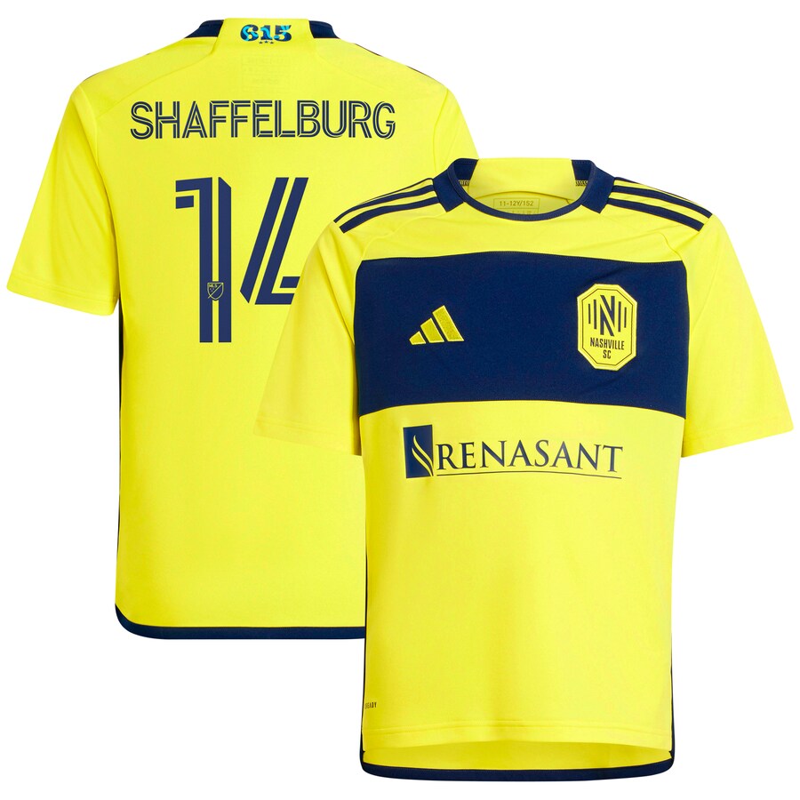 Youth Nashville SC Jacob Shaffelburg adidas Yellow 2024 The 615 Kit Replica Player Jersey