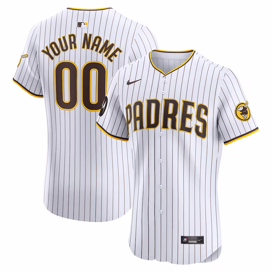 Men's San Diego Padres Nike White Home Elite Custom Patch Jersey