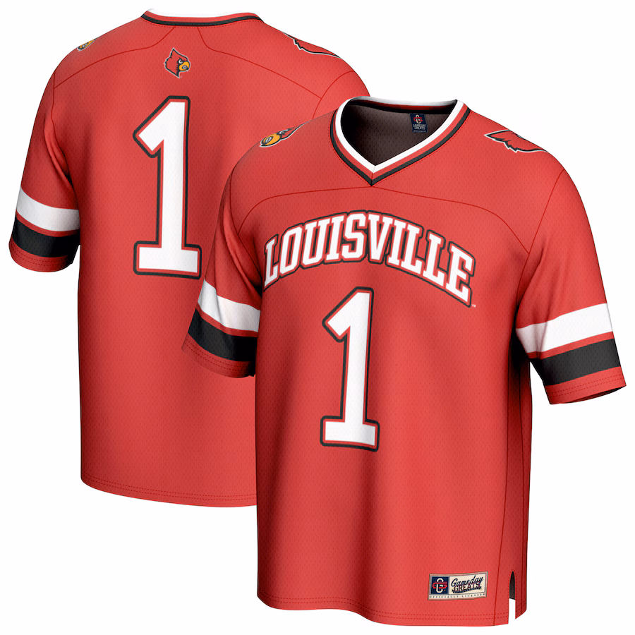 Unisex GameDay Greats #1 Red Louisville Cardinals Lightweight Collegiate Football Fashion Jersey