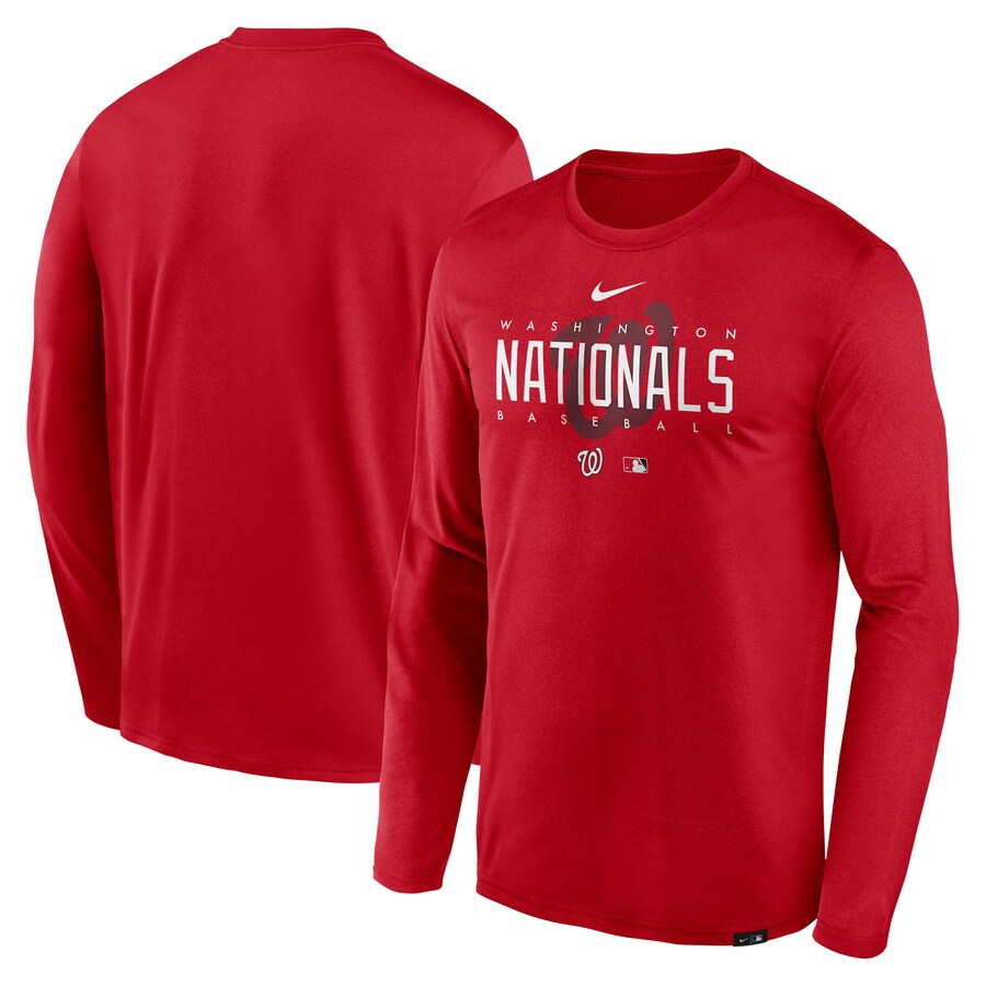 Men's Washington Nationals Nike Red Authentic Collection Team Logo Legend Performance Long Sleeve T-Shirt