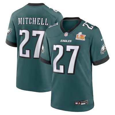 Men's Philadelphia Eagles Quinyon Mitchell Nike Midnight Green Super Bowl LIX Game Player Jersey