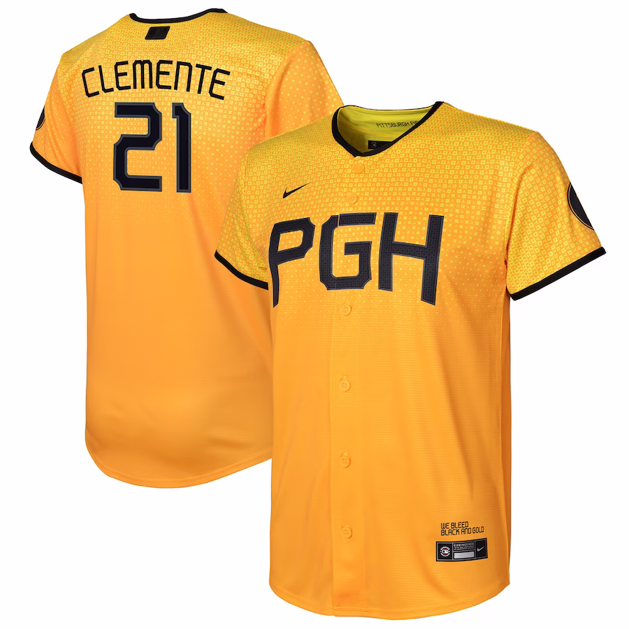 Toddler Pittsburgh Pirates Roberto Clemente Nike Gold City Connect Replica Player Jersey