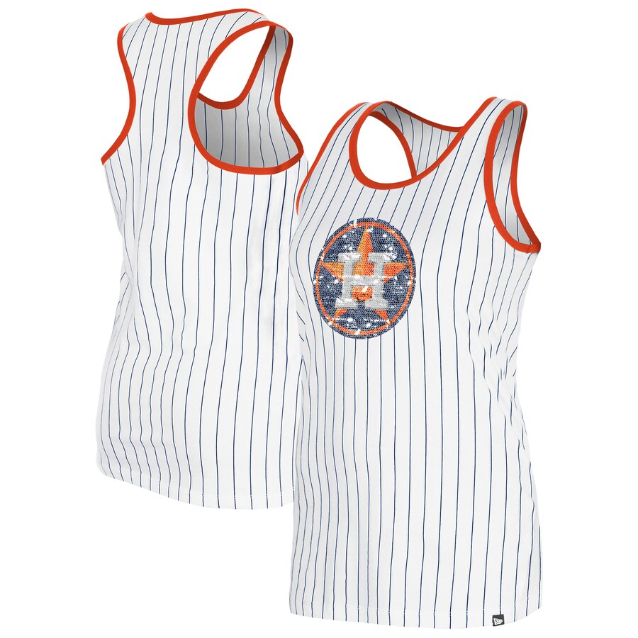 Women's Houston Astros New Era White Gameday Pinstripe Tank Top