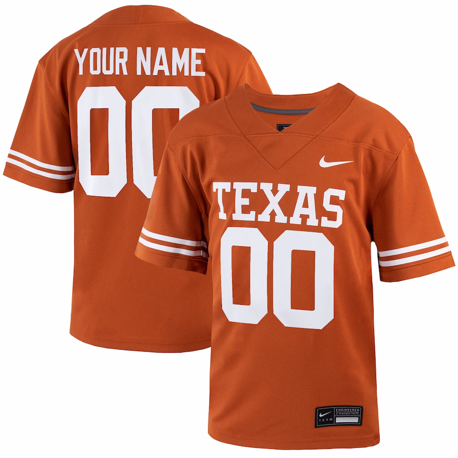 Texas Longhorns Nike Youth Custom Football Game Jersey �?Texas Orange
