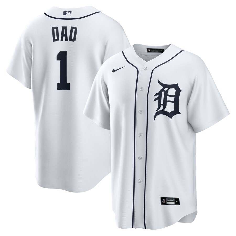 Men's Detroit Tigers Nike White #1 Dad Home Replica Jersey