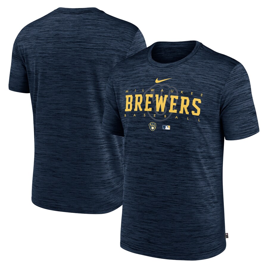 Men's Milwaukee Brewers Nike Navy Authentic Collection Velocity Performance Practice T-Shirt