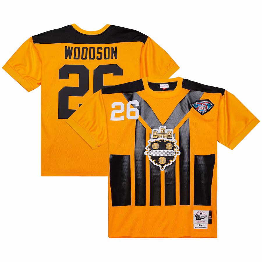 Men's Pittsburgh Steelers 1994 Rod Woodson Mitchell & Ness Gold Authentic Throwback Retired Player Jersey