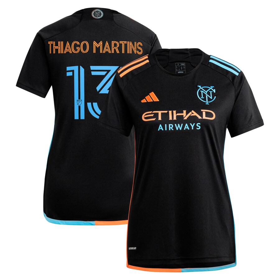 Women's New York City FC Thiago Martins adidas Black 2024 24/7 Kit Replica Player Jersey