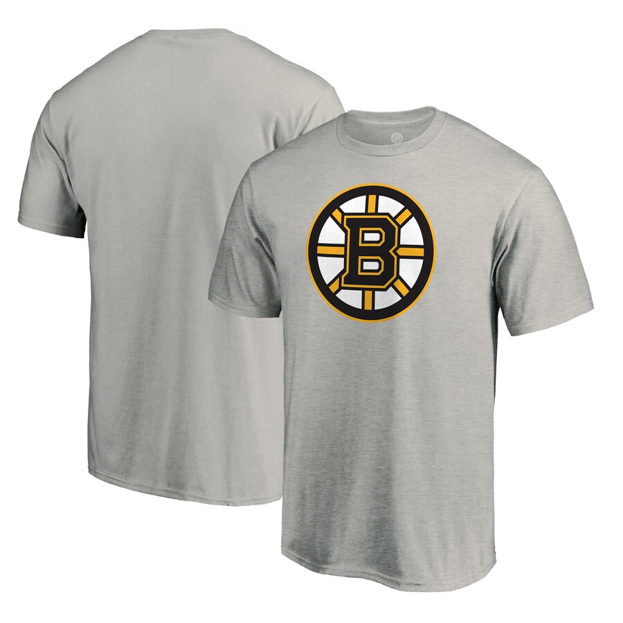 Men's Boston Bruins Heather Gray Primary Logo T-Shirt
