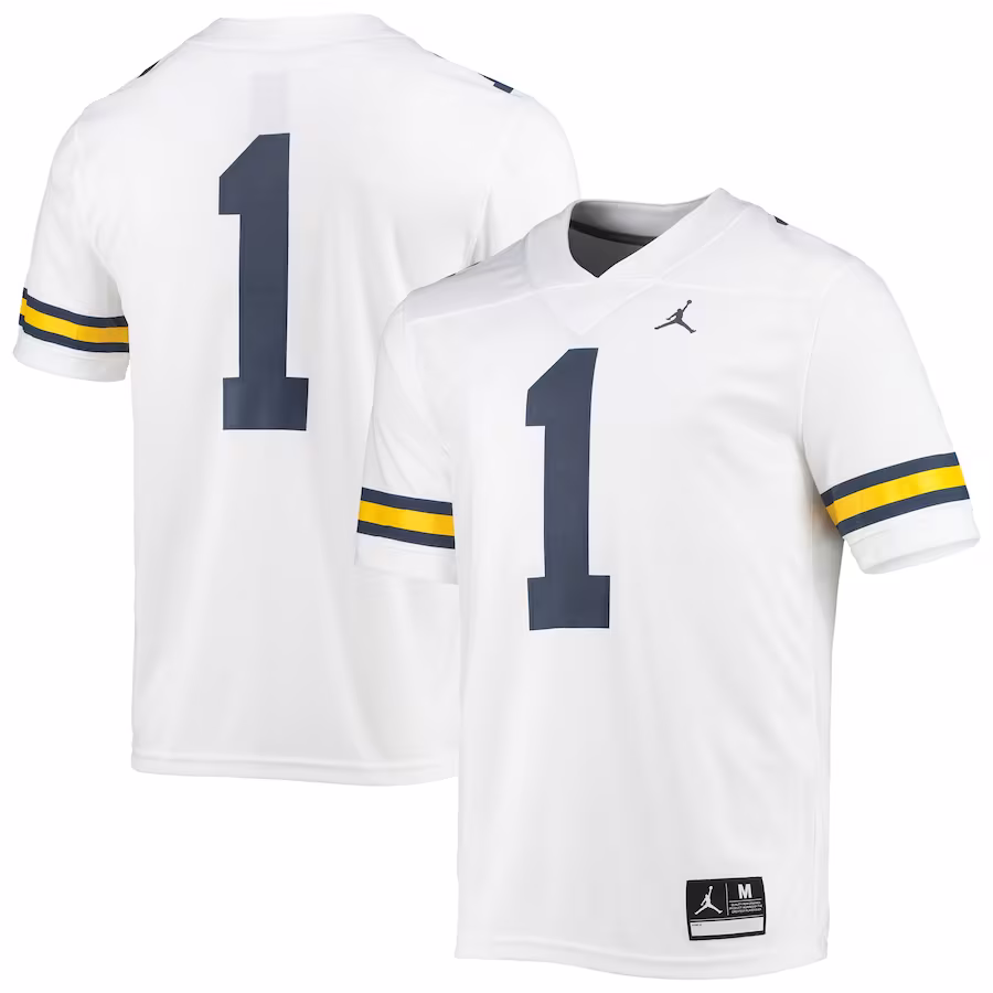 #1 Michigan Wolverines Jordan Brand Game Jersey - White