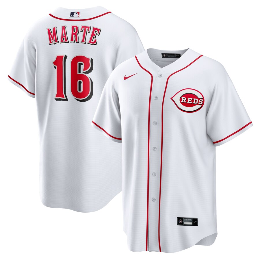 Men's Cincinnati Reds Noelvi Marte Nike White Home Replica Jersey