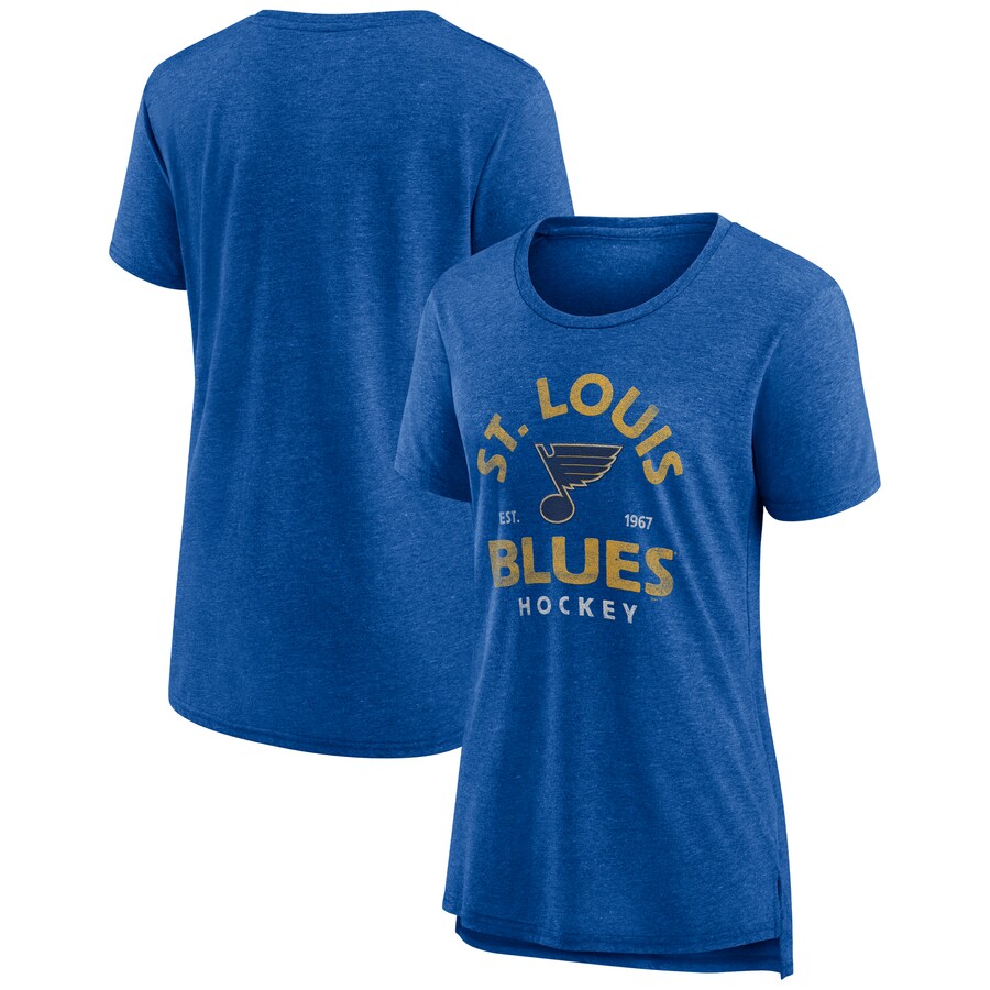 Women's St. Louis Blues Blue Vintage Arch Tri-Blend T-Shirt