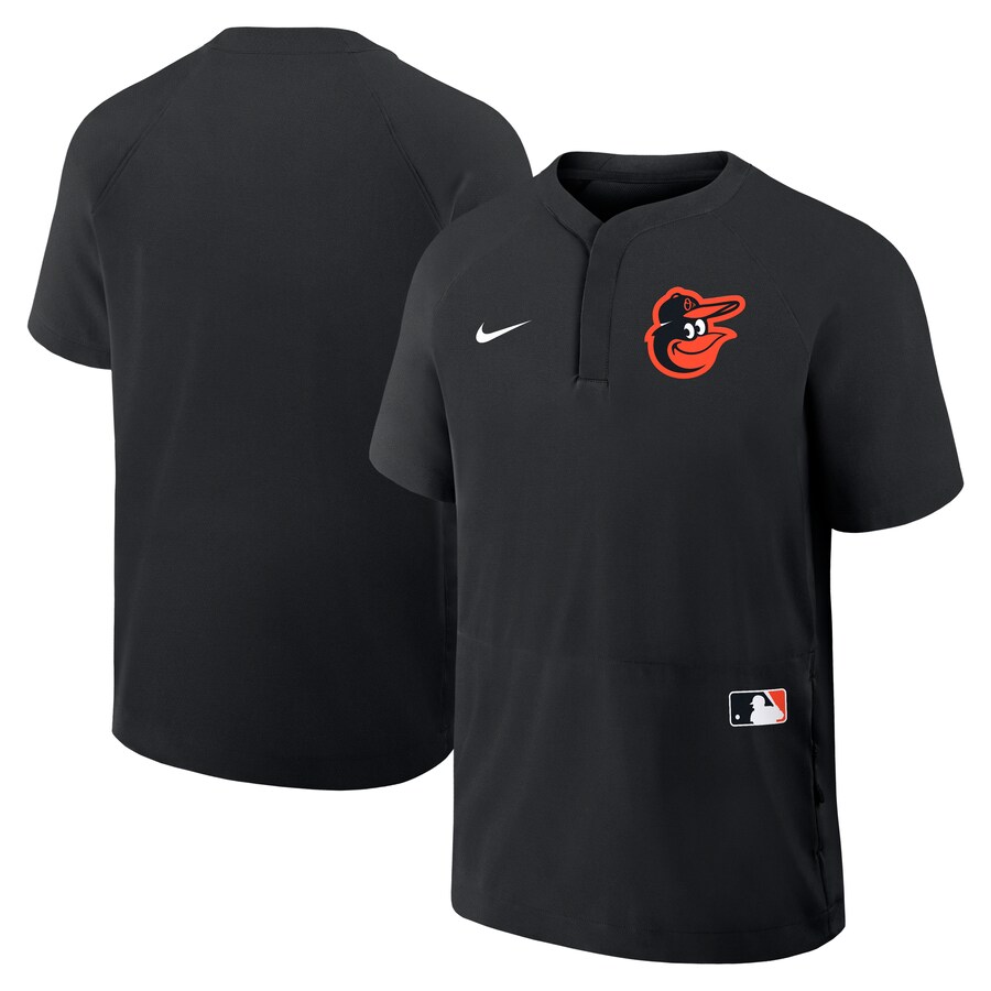 Men's Baltimore Orioles Nike Black Authentic Collection Raglan Short Sleeve Windshirt