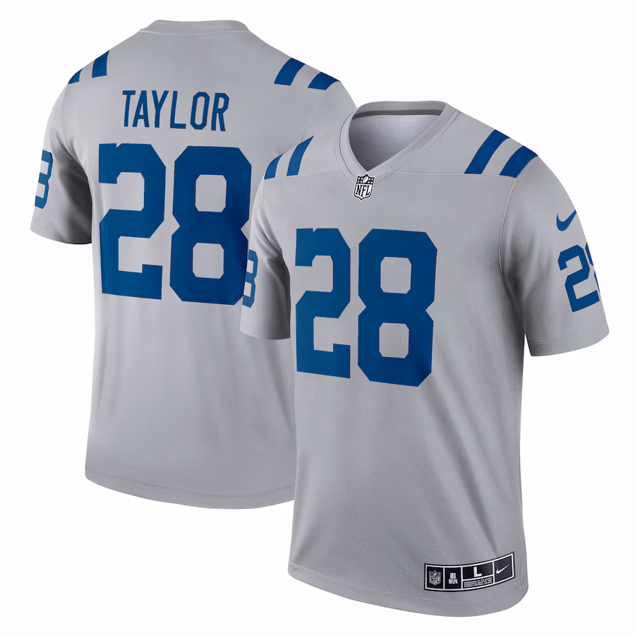 Men's Indianapolis Colts Jonathan Taylor Nike Gray Inverted Legend Player Performance Top