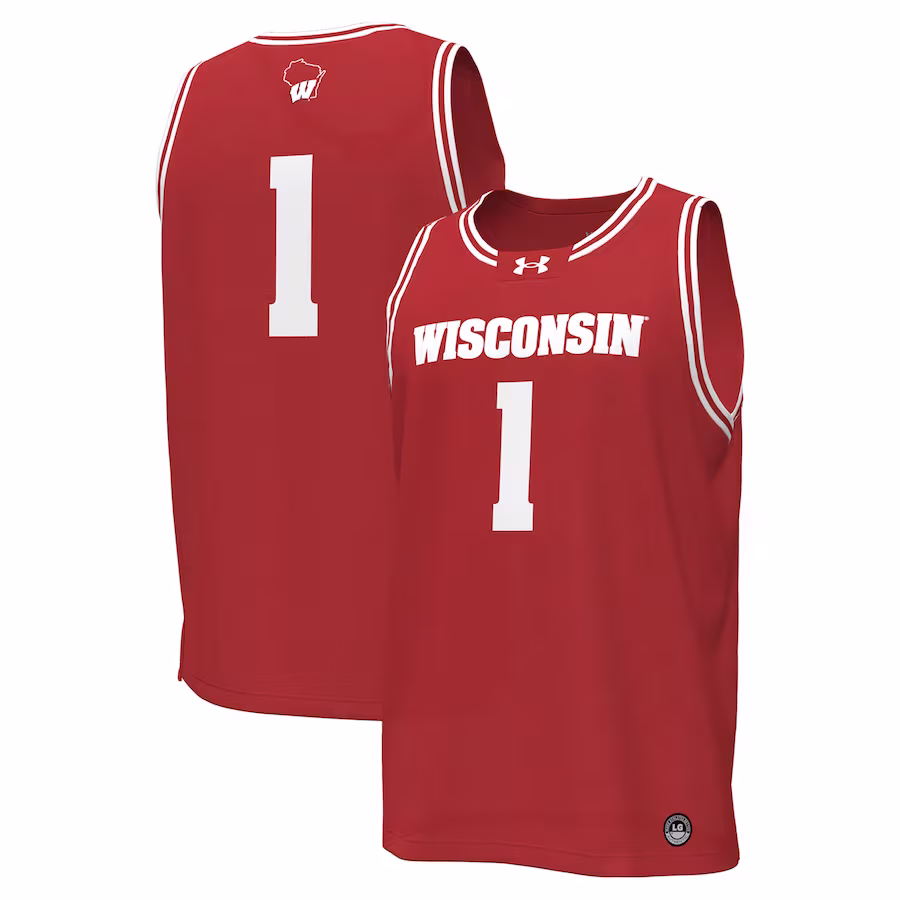 #1 Wisconsin Badgers Under Armour Replica Basketball Jersey - Red
