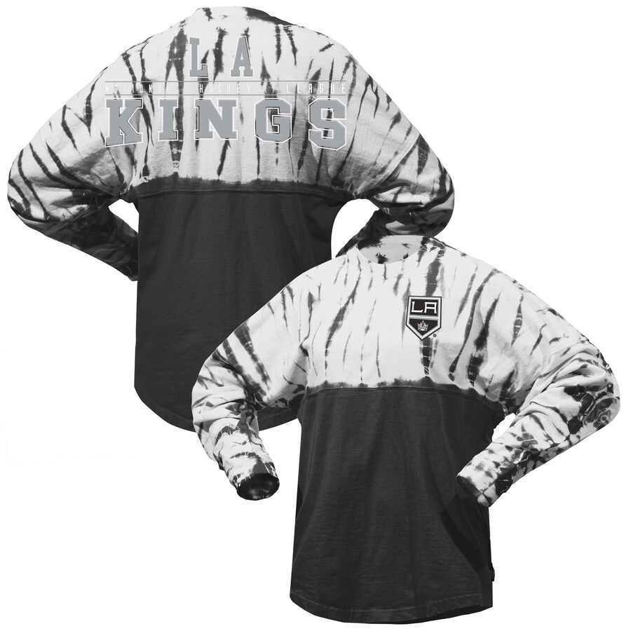 Unisex Los Angeles Kings Spirit Jersey Black Crystal Half Dye Long Sleeve T-Shirt