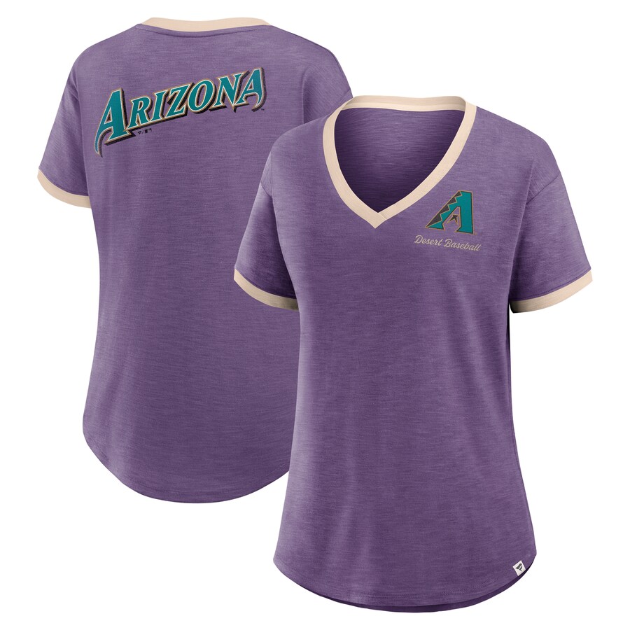 Women's Arizona Diamondbacks Fanatics Purple Binge Worthy Stadium Slub V-Neck T-Shirt