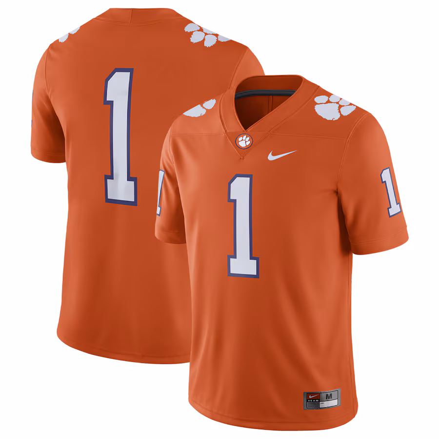 Men's Nike Orange Clemson Tigers #1 Home Game Jersey