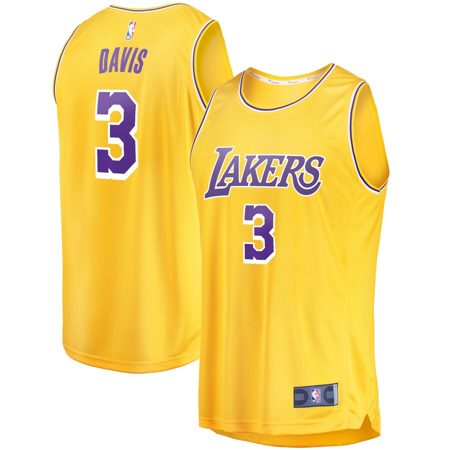 Men's Los Angeles Lakers Anthony Davis Fanatics Gold 2019/20 Fast Break Replica Jersey - Icon Edition