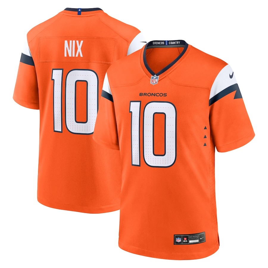 Men's Denver Broncos Bo Nix Nike Orange Player Game Jersey