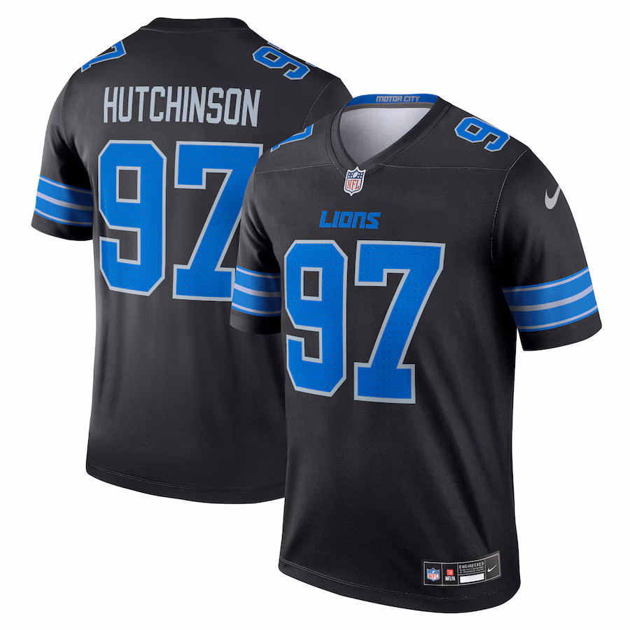 Men's Detroit Lions Aidan Hutchinson Nike Black Alternate Legend Player Performance Top