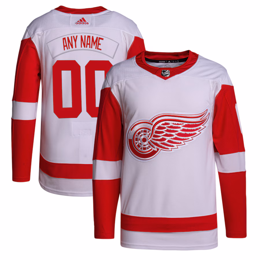 Men's Detroit Red Wings adidas White Away Primegreen Authentic Custom Jersey