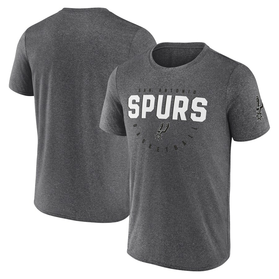 Men's San Antonio Spurs Heather Charcoal Block Practice Performance T-Shirt