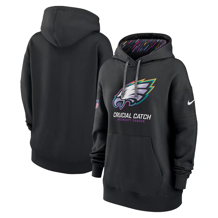 Women's Philadelphia Eagles  Nike Black 2024 NFL Crucial Catch Club Pullover Hoodie