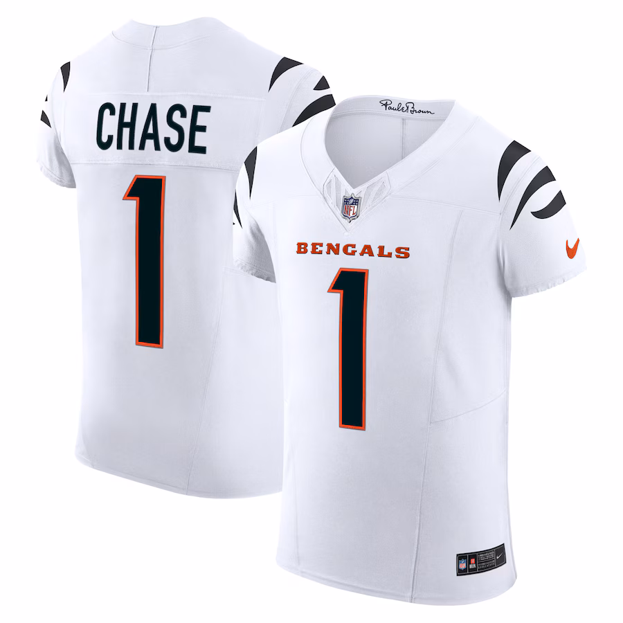 Men's Cincinnati Bengals Ja'Marr Chase Nike White  Vapor F.U.S.E. Elite Jersey