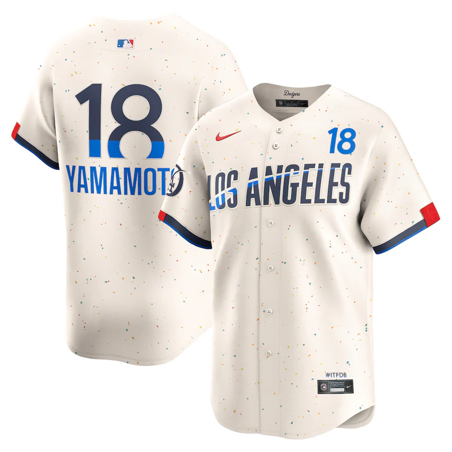 Men's Los Angeles Dodgers Yoshinobu Yamamoto Nike Cream 2024 City Connect Limited Player Jersey