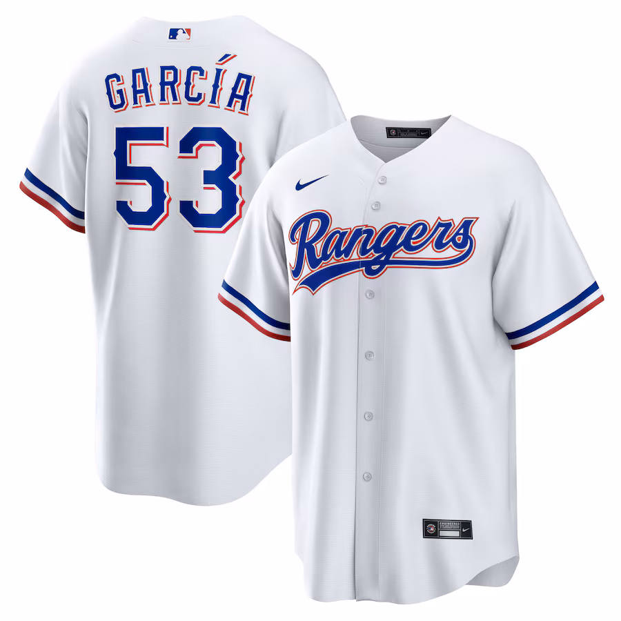 Men's Texas Rangers Adolis Garcia Nike White Home Replica Jersey